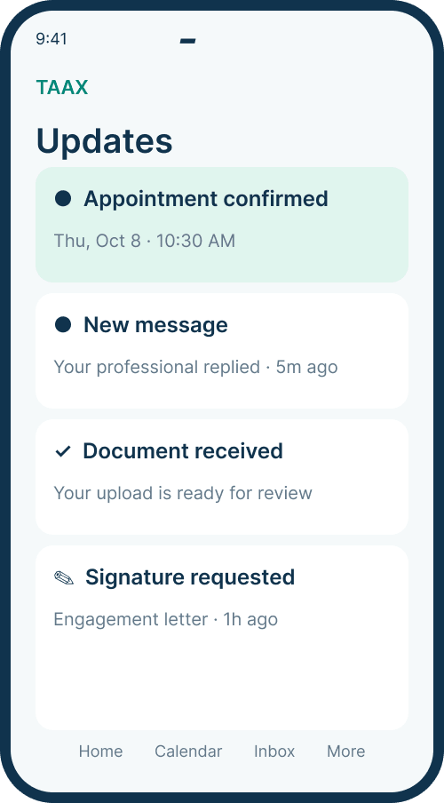 Updates screen