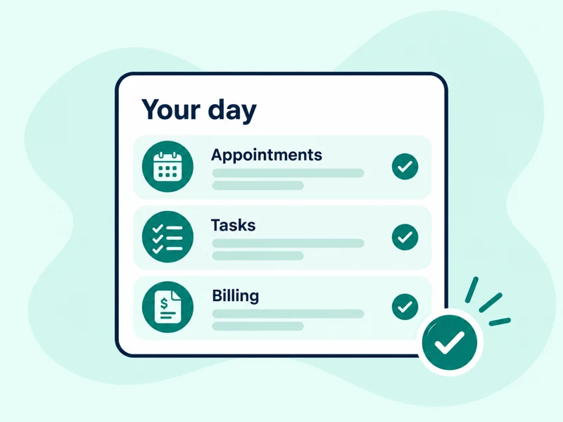 Illustration of daily office priorities: appointments, tasks and billing