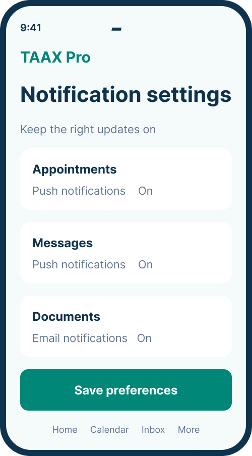 Notification settings screen