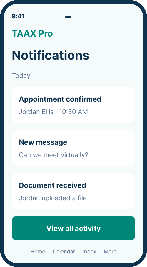 Notifications screen